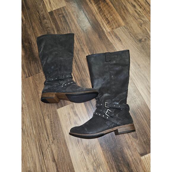 Women's Unr8ed Tall Black Riding Boots Size 10M - Picture 1 of 9